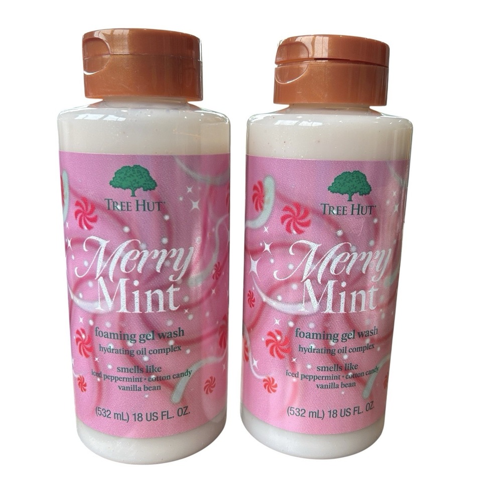 Tree Hut Merry Mint Foaming Gel Wash X 2 Limited Edition 18 Fl Oz Peppermint NEW
